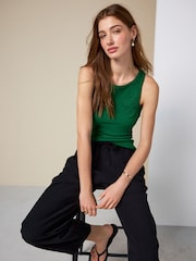 Green Ribbed Crochet Vest Top - Image 2 of 8