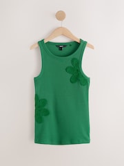 Green Ribbed Crochet Vest Top - Image 6 of 8