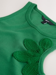 Green Ribbed Crochet Vest Top - Image 8 of 8