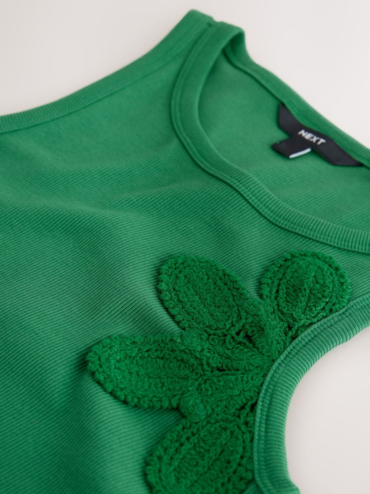 Green Ribbed Crochet Vest Top - Image 8 of 8