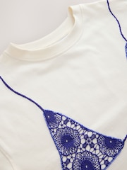 Ecru Bikini Graphic Crochet Short Sleeve Crew Neck T-Shirt - Image 6 of 7