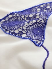 Ecru Bikini Graphic Crochet Short Sleeve Crew Neck T-Shirt - Image 7 of 7