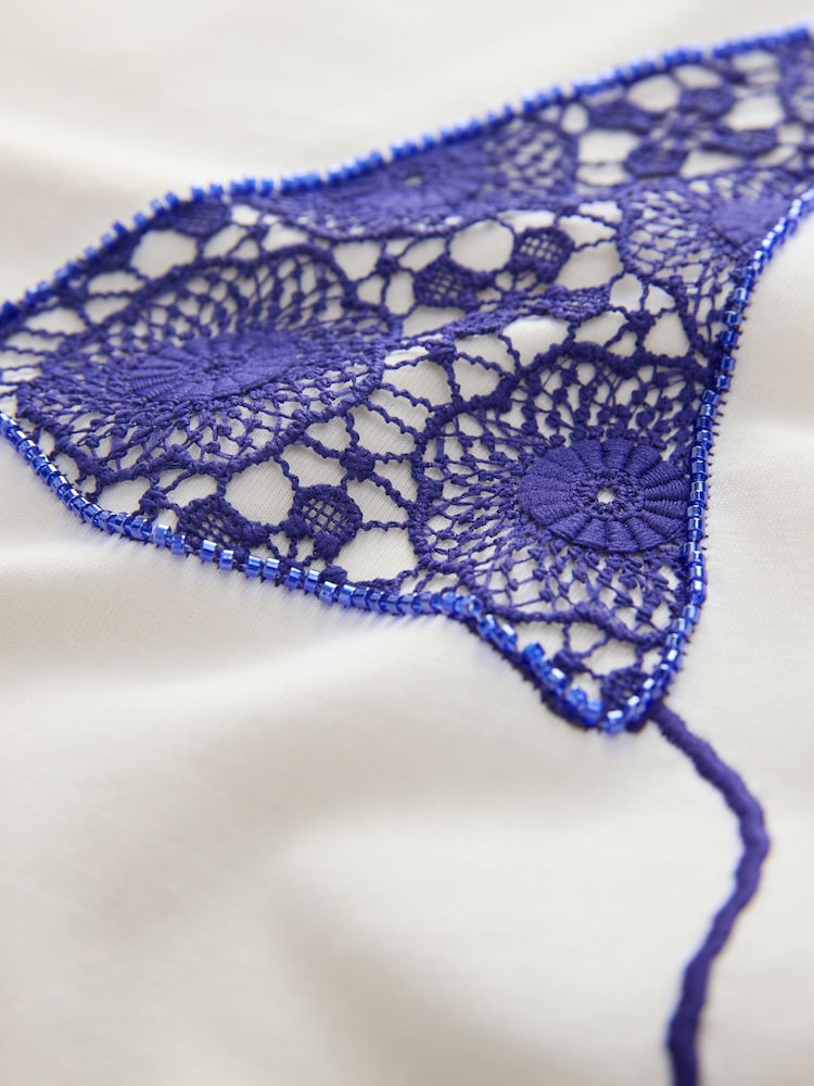 Ecru Bikini Graphic Crochet Short Sleeve Crew Neck T-Shirt - Image 7 of 7