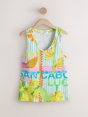 Fruit Print Raw Seam Detail Thick Strap Vest - Image 1 of 3