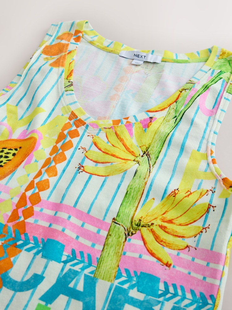 Fruit Print Raw Seam Detail Thick Strap Vest - Image 3 of 3