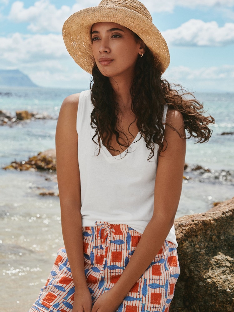 Weiß - Raw Seam Detail Thick Strap Vest - Bild 3 von 3