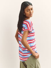Blue/Red Stripe Cap Sleeve T-Shirt - Image 4 of 8