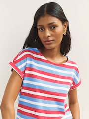 Blue/Red Stripe Cap Sleeve T-Shirt - Image 5 of 8
