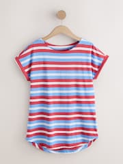 Blue/Red Stripe Cap Sleeve T-Shirt - Image 6 of 8