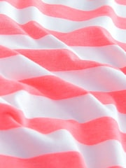 Bright Pink Striped Layered Short Sleeve Crew Neck T-Shirt - Image 6 of 7