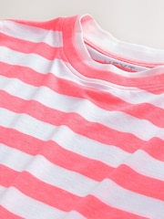 Bright Pink Striped Layered Short Sleeve Crew Neck T-Shirt - Image 7 of 7