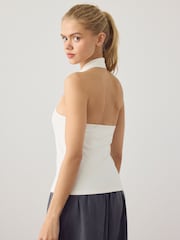 White Collared Halter Neck Top - Image 3 of 7