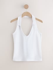 White Collared Halter Neck Top - Image 5 of 7