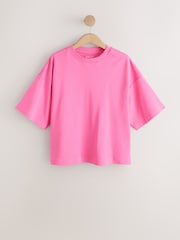 Bright Pink Oversized Boxy Fit Heavyweight Crew Neck T-Shirt - Image 5 of 7
