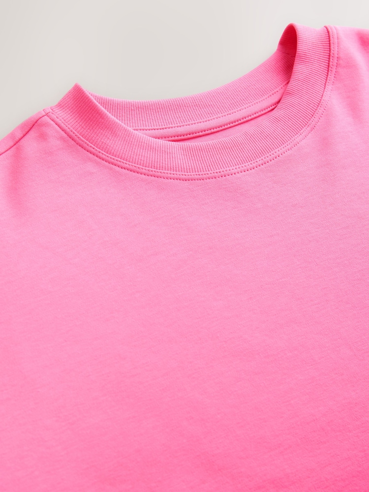 Bright Pink Oversized Boxy Fit Heavyweight Crew Neck T-Shirt - Image 7 of 7 Bright Pink Oversized Boxy Fit Heavyweight Crew Neck T-Shirt - Image 7 of 7