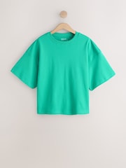 Aqua Blue Oversized Boxy Fit Heavyweight Crew Neck T-Shirt - Image 4 of 6