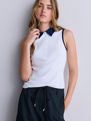 White Quarter Zip Ribbed Racer Vest - Image 3 of 4
