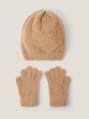 Monsoon Jewel Bow Fuzzy Knit Hat & Gloves Set - صورة 2 من 3