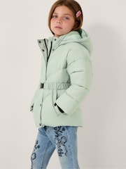 Monsoon Green Belted Puffer Coat - Image 1 of 4