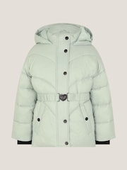 Monsoon Green Belted Puffer Coat - Image 2 of 4