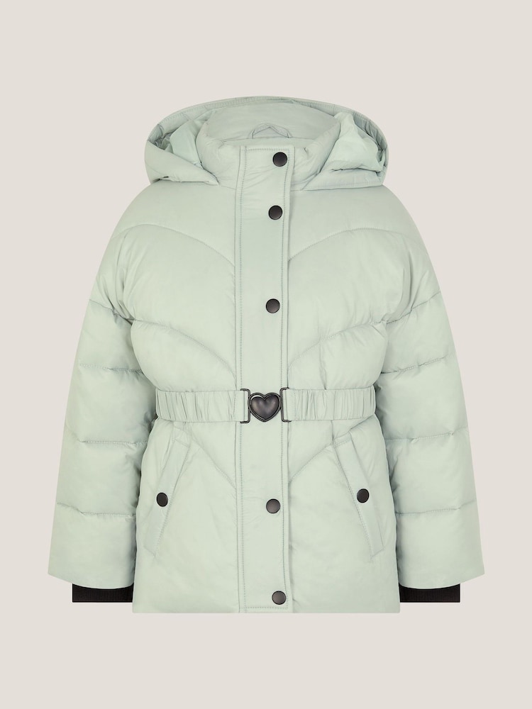 Monsoon Green Belted Puffer Coat - Image 2 of 4 Monsoon Green Belted Puffer Coat - Image 2 of 4