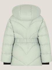 Monsoon Green Belted Puffer Coat - Image 3 of 4