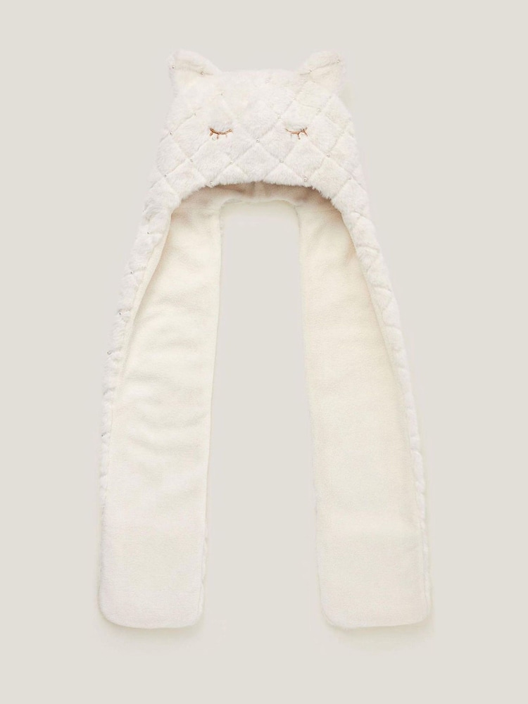 Monsoon Cream Pearly Cat 3-in-1 Hat Scarf - Image 1 of 3 Monsoon Cream Pearly Cat 3-in-1 Hat Scarf - Image 1 of 3