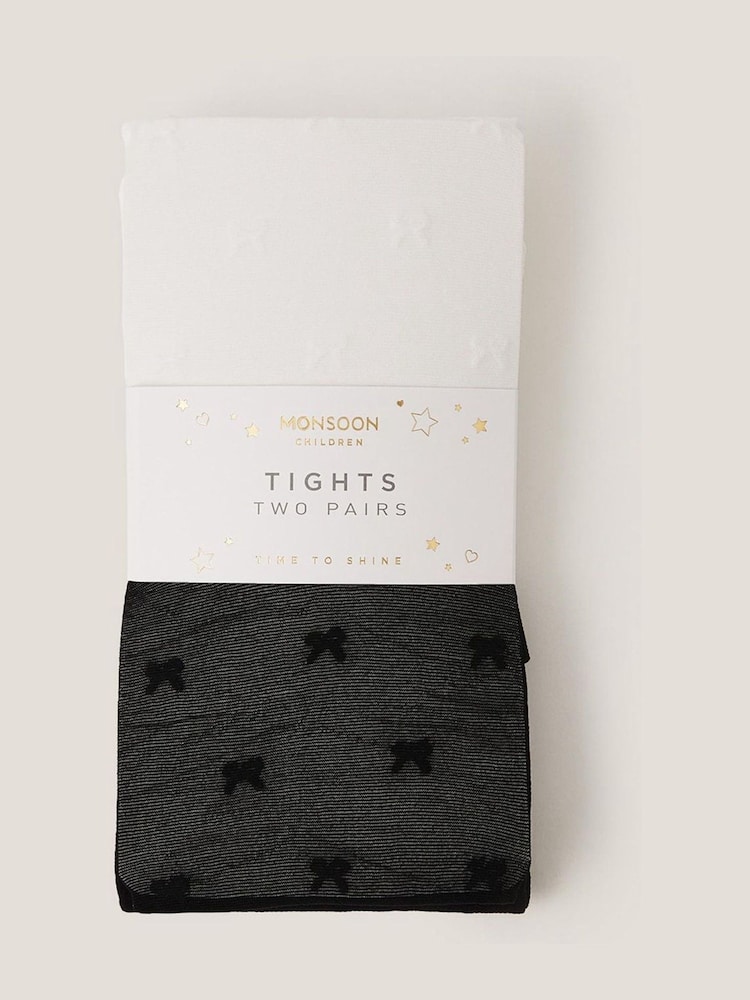 Monsoon Black 2-Pack Sheer Bow Tights - Image 1 of 2 Monsoon Black 2-Pack Sheer Bow Tights - Image 1 of 2
