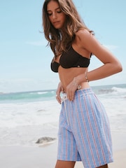 Blue/Red Stripe Double Cloth Knee Shorts - Image 1 of 9