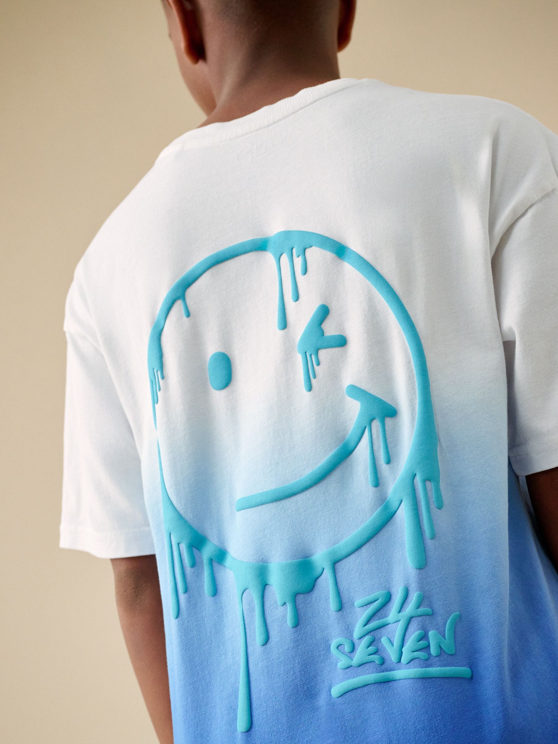 Buy Blue/White Dip Dye Short Sleeve Graphic T-Shirt (3-16yrs) from