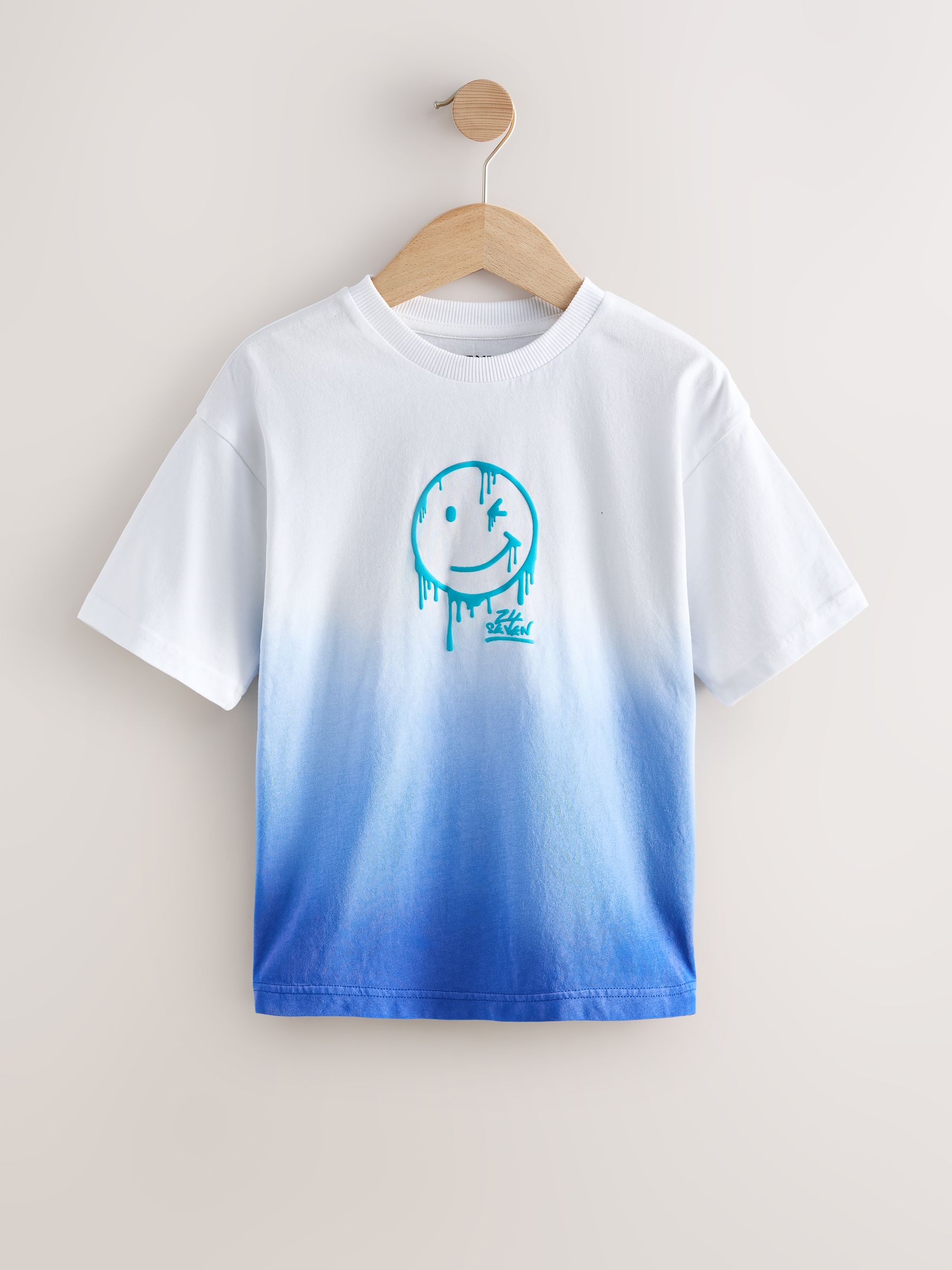 Buy Blue/White Dip Dye Short Sleeve Graphic T-Shirt (3-16yrs) from