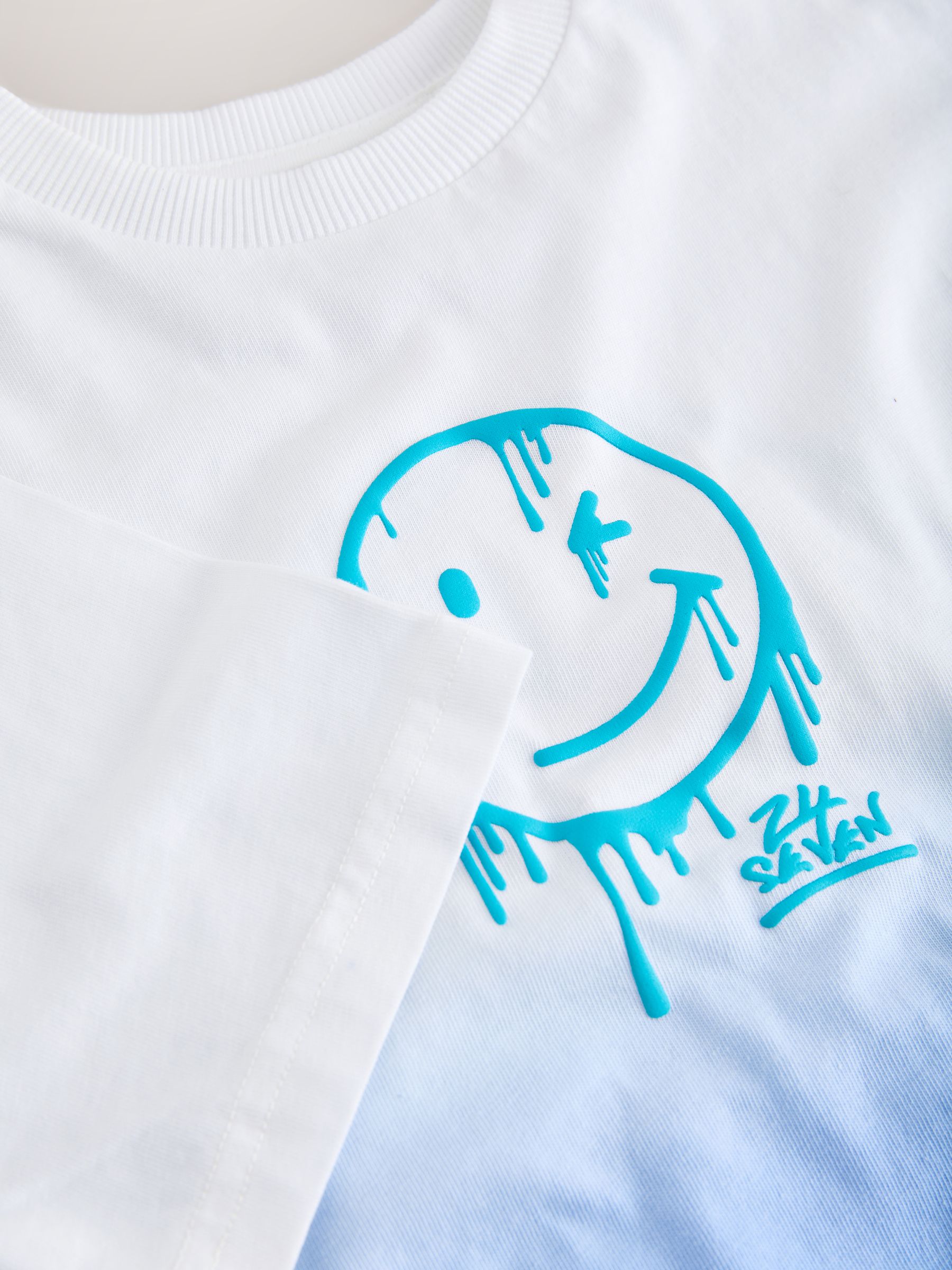 Buy Blue/White Dip Dye Short Sleeve Graphic T-Shirt (3-16yrs) from