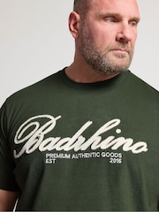 BadRhino Big & Tall Green Embroidered Script T-Shirt - Image 4 of 5