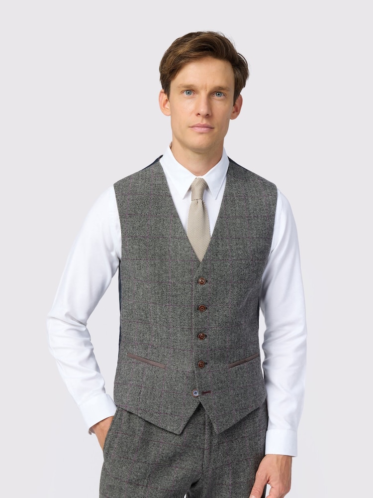 Antique Rogue Grey Jace Tweed Waistcoat - Image 1 of 2 Antique Rogue Grey Jace Tweed Waistcoat - Image 1 of 2