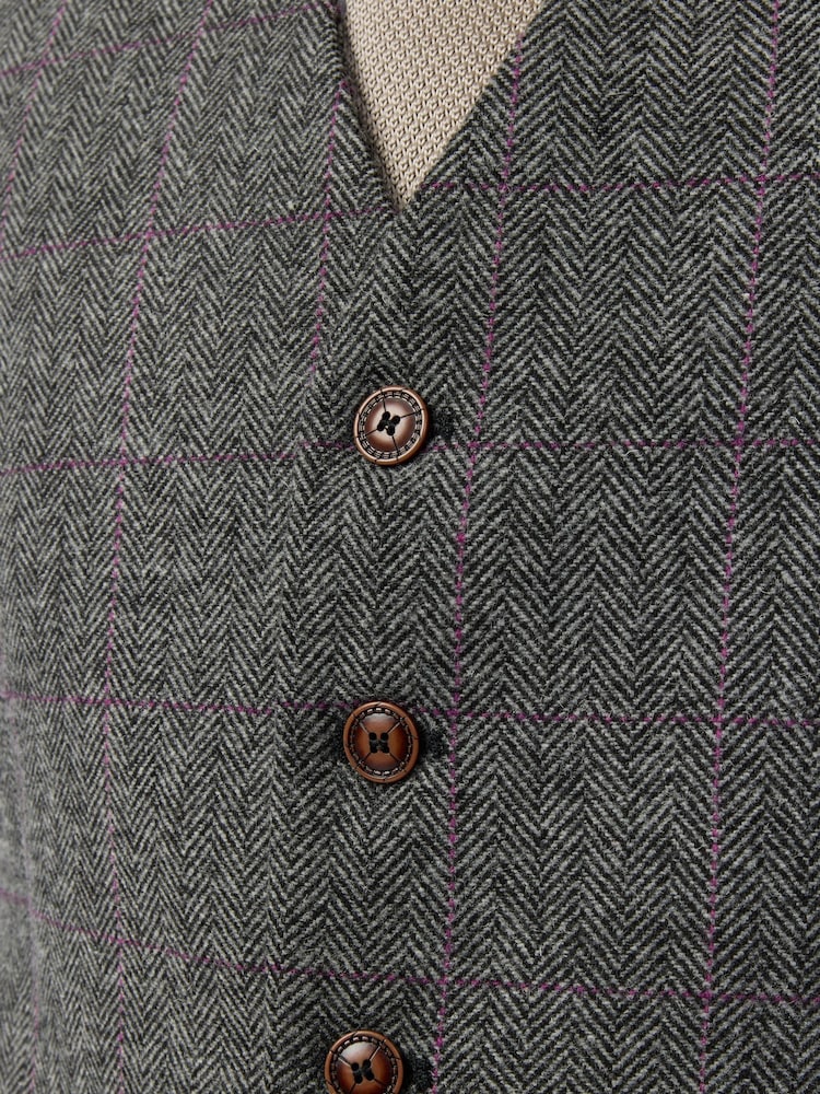 Antique Rogue Grey Jace Tweed Waistcoat - Image 2 of 2
