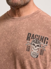 BadRhino Big & Tall Skull Racing Acid Wash T-Shirt - Imagen 4 de 5
