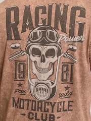 BadRhino Big & Tall Skull Racing Acid Wash T-Shirt - Imagen 5 de 5