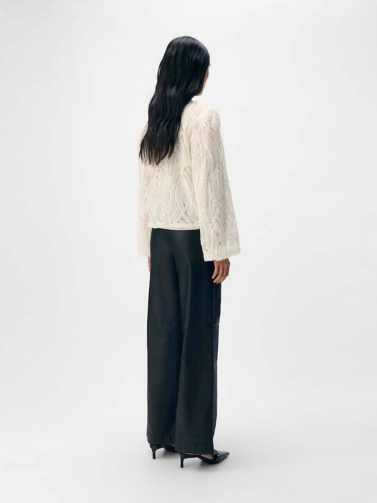 OBJECT Black Lisa Wide Coated Trousers - Image 2 of 3