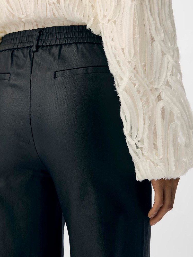 OBJECT Black Lisa Wide Coated Trousers - Image 3 of 3 OBJECT Black Lisa Wide Coated Trousers - Image 3 of 3