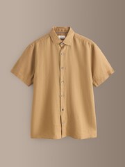 Neutral Regular Fit 100% Linen Signature Short Sleeve Shirt - Image 5 of 7