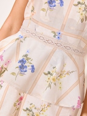 Lipsy White Cream Floral Shoulder Tie Playsuit - Image 4 of 5