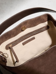 Maro Ciocolată - N.Premium Suede Bucket Bag - Imaginea 7 din 9