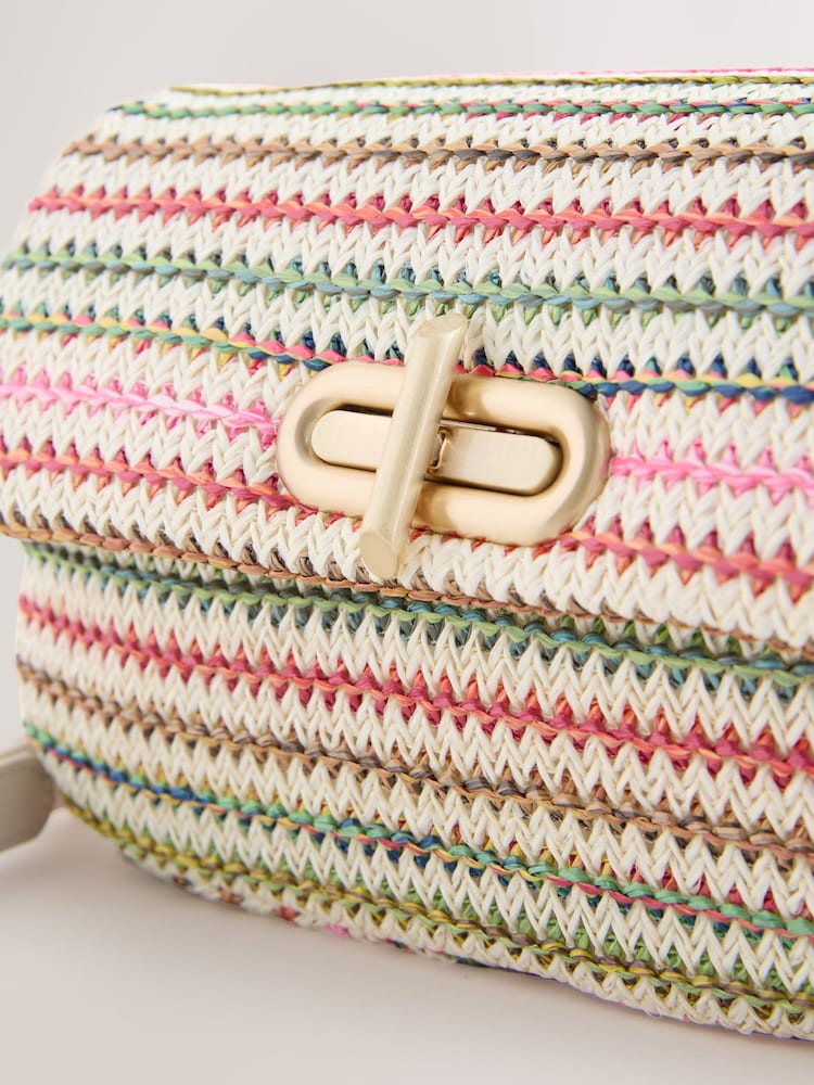 Stripe Raffia Effect Cross-Body Bag - Image 2 of 5