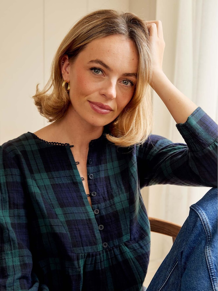 Aspiga Checked Double Cloth Cotton Blouse - Bild 2 von 3