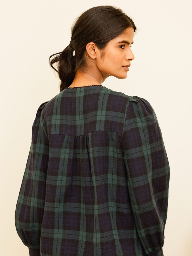 Aspiga Checked Double Cloth Cotton Blouse - Bild 3 von 3