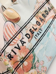 花卉印花 - 拉菲草效果斜挎包 - 8的图像6｝