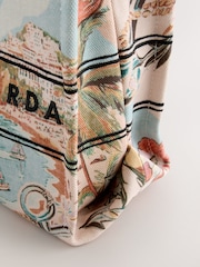 花卉印花 - 拉菲草效果斜挎包 - 8的图像7｝