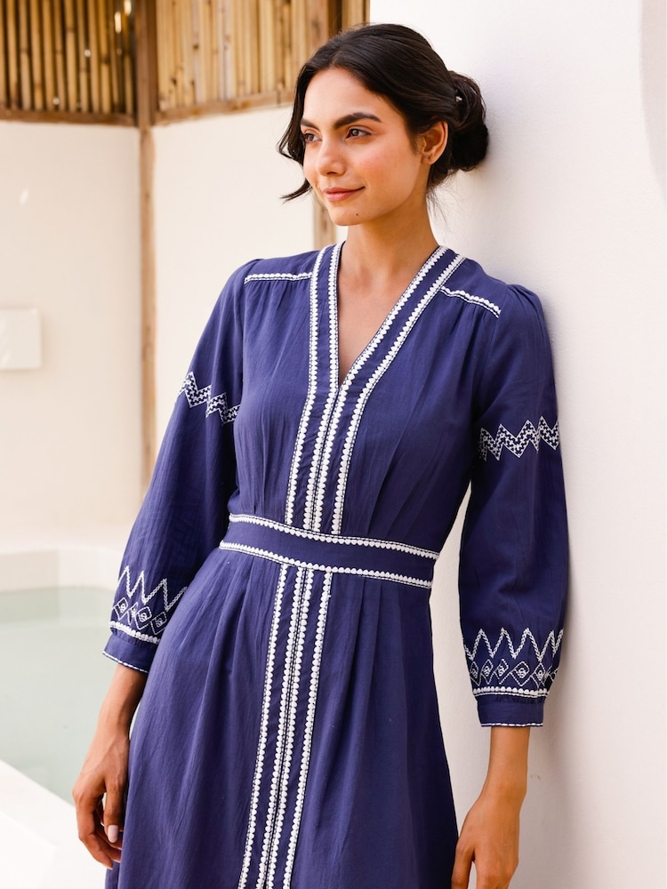 Aspiga Blue Jamila Embroidered Dress - Image 1 of 1 Aspiga Blue Jamila Embroidered Dress - Image 1 of 1