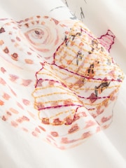 Ecru/Pink Shell Print National Trust X Next Embroidered Midi Skirt - Image 9 of 9
