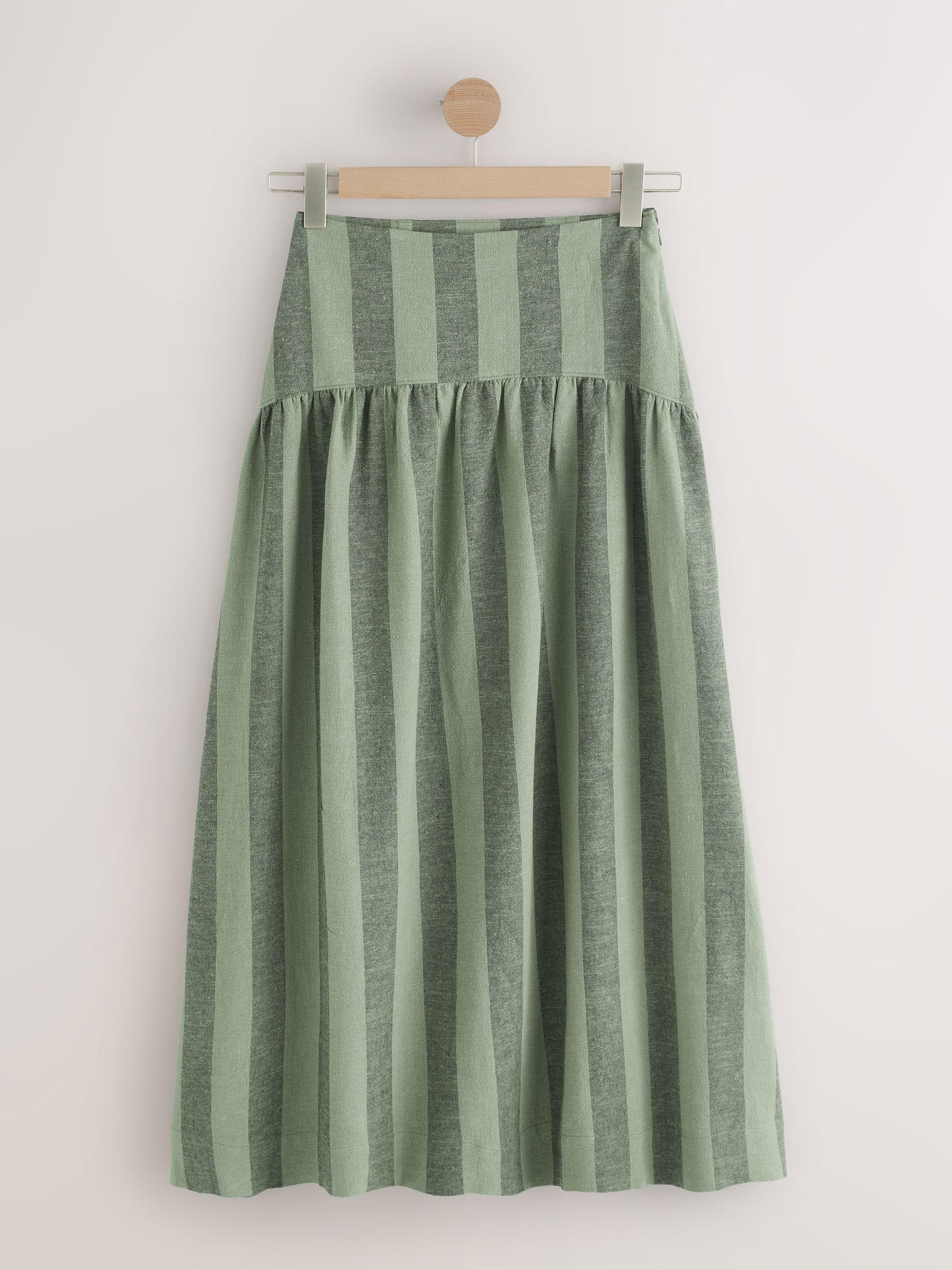 Buy Khaki Green Stripe Drop Waist Linen Blend Maxi Skirt from Next USA